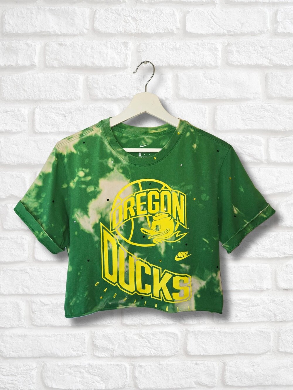 Oregon Ducks Crop Top W/Rhinestones